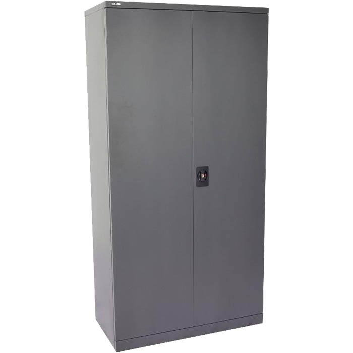 GO STEEL STATIONERY CUPBOARD 4 SHELVES 2000 X 910 X 450MM GRAPHITE RIPPLE
