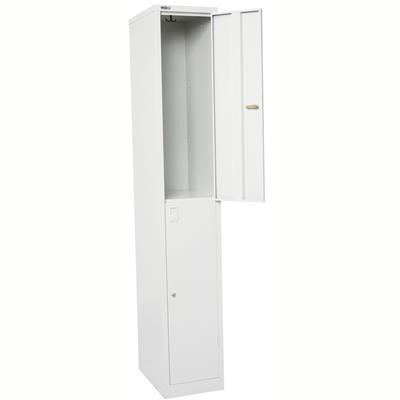 GO STEEL LOCKER 2 DOOR 305 X 455 X 1830MM FLAT PACK SILVER GREY