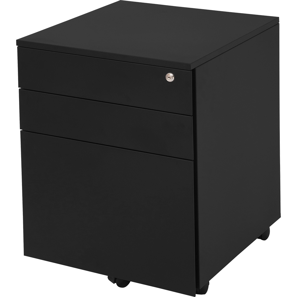 GO STEEL MOBILE PEDESTAL STEEL 3 DRAWERS 610 X 450 X 500MM BLACK SATIN