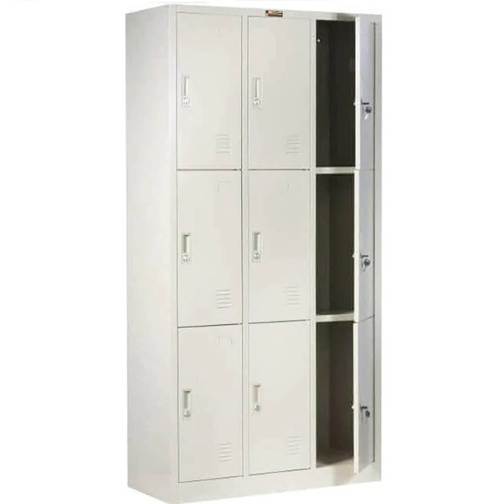 METAL LOCKER 9 DOOR 3 ROW WITH CAM LOCK 900 X 390 X 1800 GREY