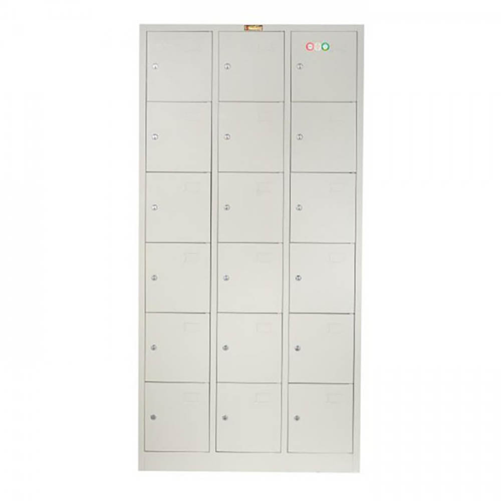 METAL LOCKER 18 DOOR WITH CAM LOCK 900 X 450 X 1850MM GREY