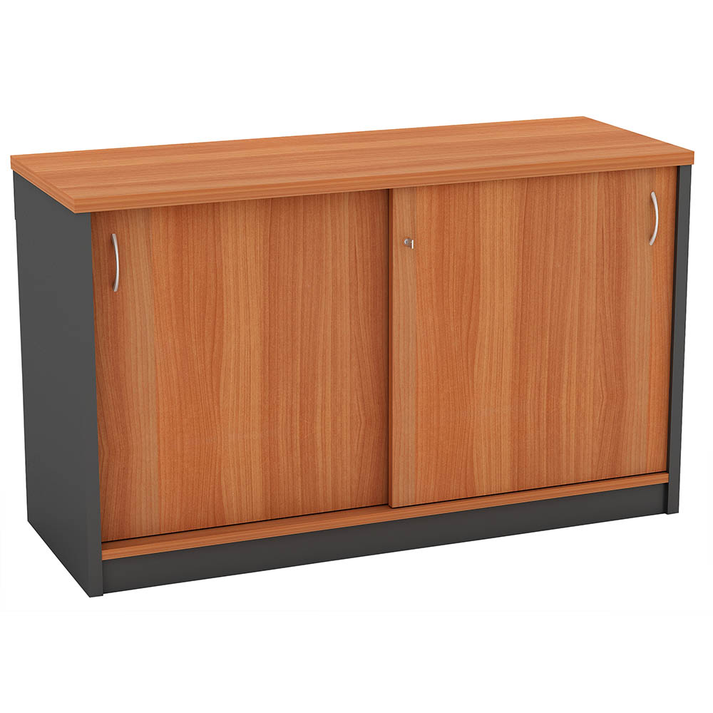 Om Sliding Door Credenza 1200 X 450 X 720mm Cherry/charcoal