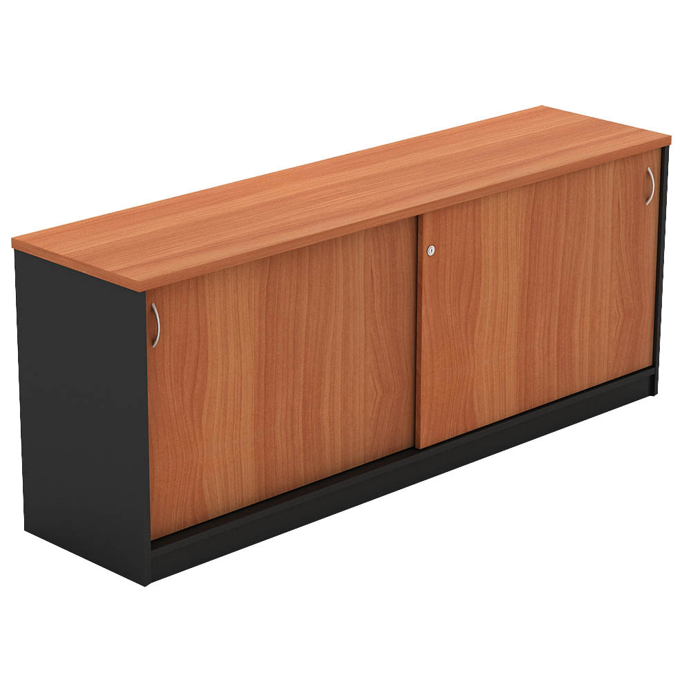 Om Sliding Door Credenza 1500 X 450 X 720mm Cherry/charcoal