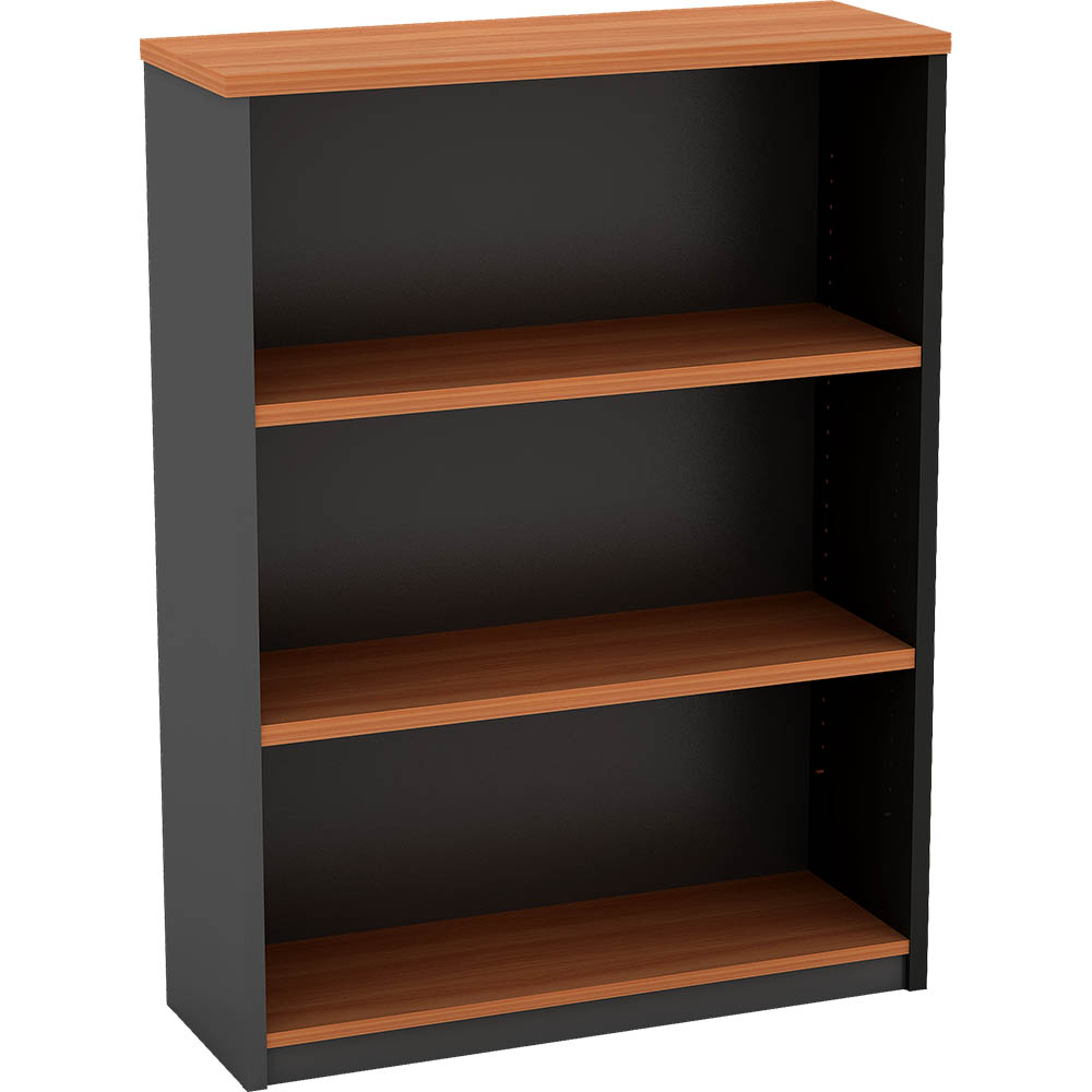 OM OPEN BOOKCASE 900 X 320 X 1200MM CHERRY/CHARCOAL