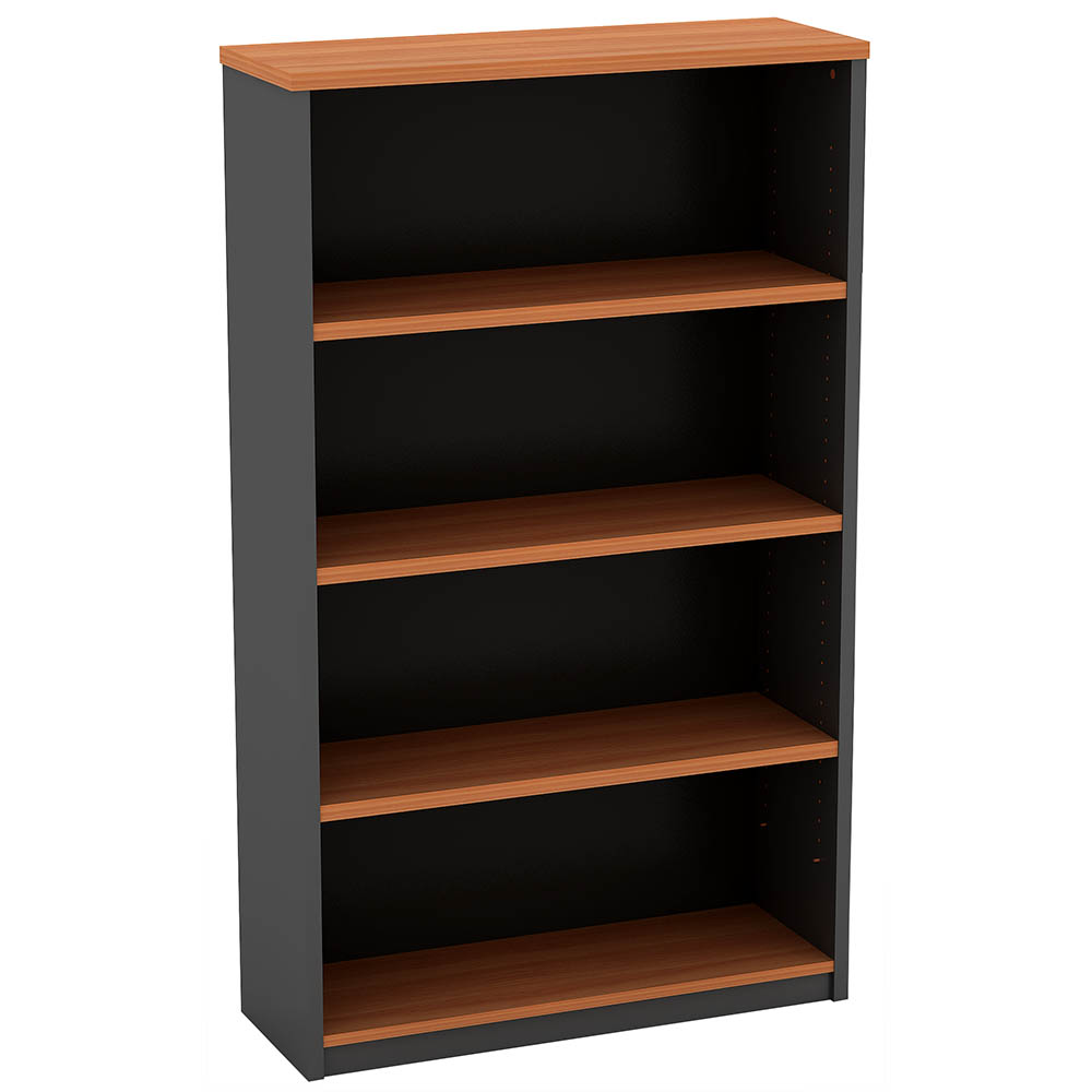 OM OPEN BOOKCASE 900 X 320 X 1500MM CHERRY/CHARCOAL
