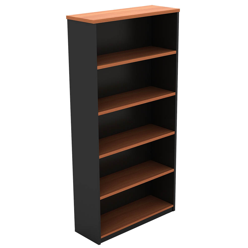 Om Open Bookcase 900 X 320 X 1800mm Cherry/charcoal