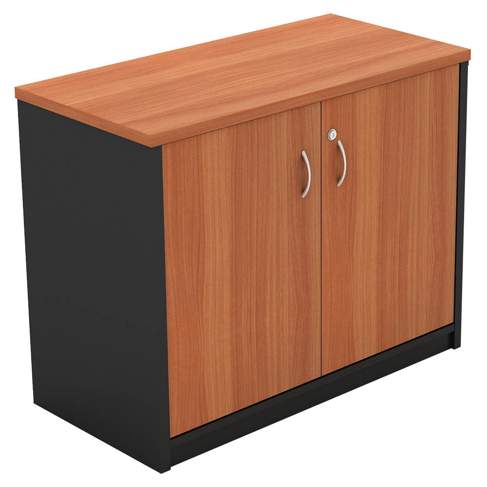 Om Stationery Cupboard Lockable 900 X 450 X 720mm Cherry/charcoal