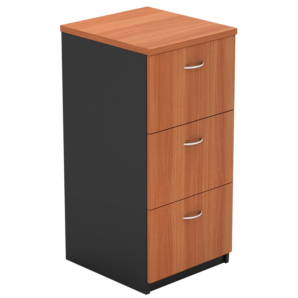 Om Filing Cabinet 3 Drawers 468 X 510 X 1050mm Cherry/charcoal