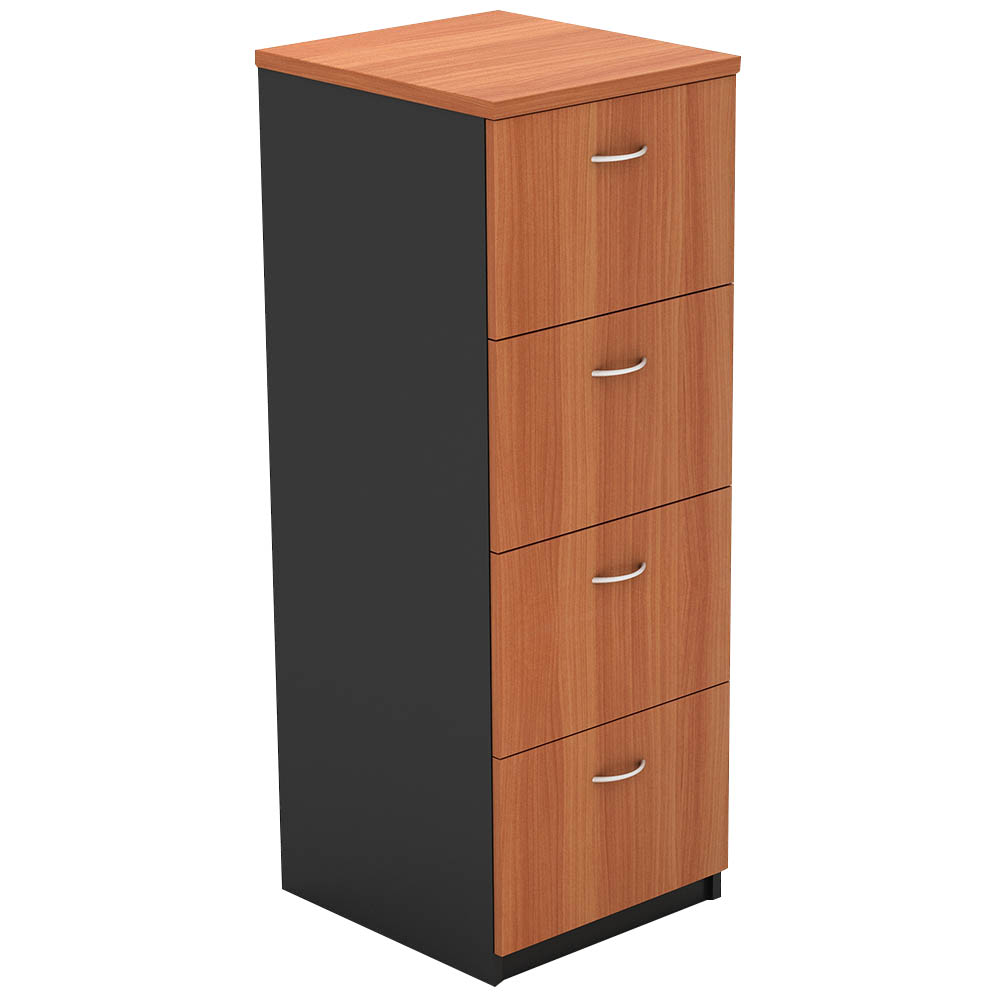 Om Filing Cabinet 4 Drawers 468 X 510 X 1320mm Cherry/charcoal