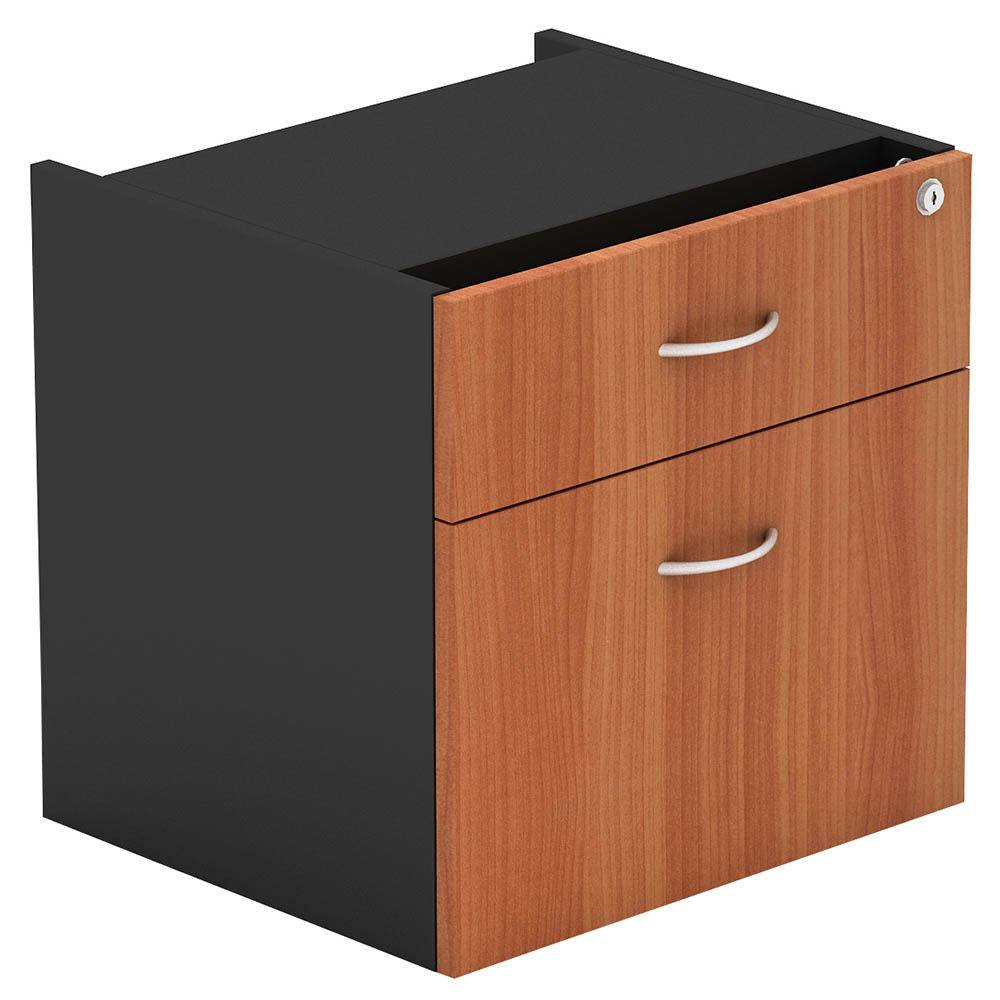 Om Fixed Pedestal 1 Drawer 1 File 464 X 400 X 450mm Cherry/charcoal