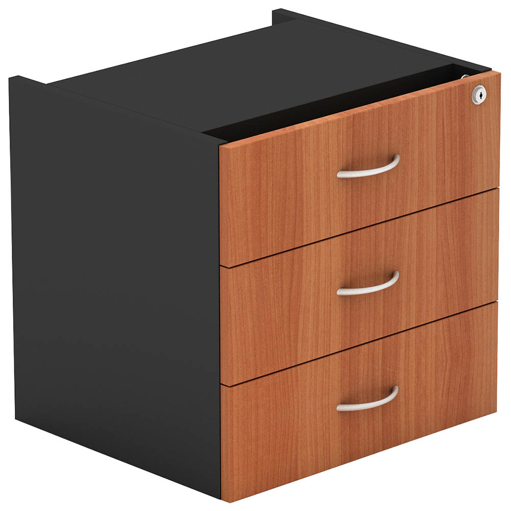 Om Fixed Pedestal 3 Drawer 464 X 400 X 450mm Cherry/charcoal