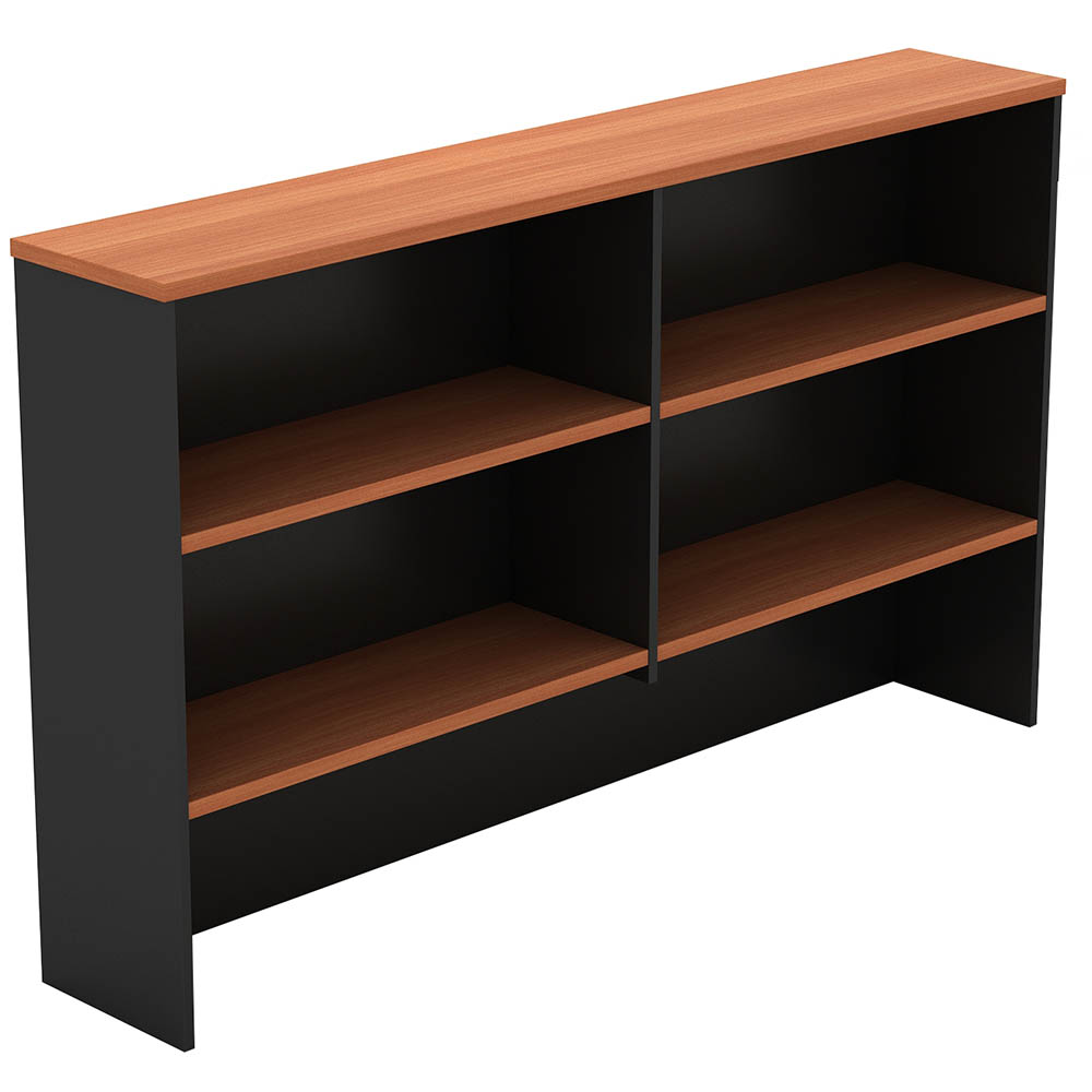 OM OVERHEAD HUTCH 1350 X 325 X 1080MM CHERRY/CHARCOAL