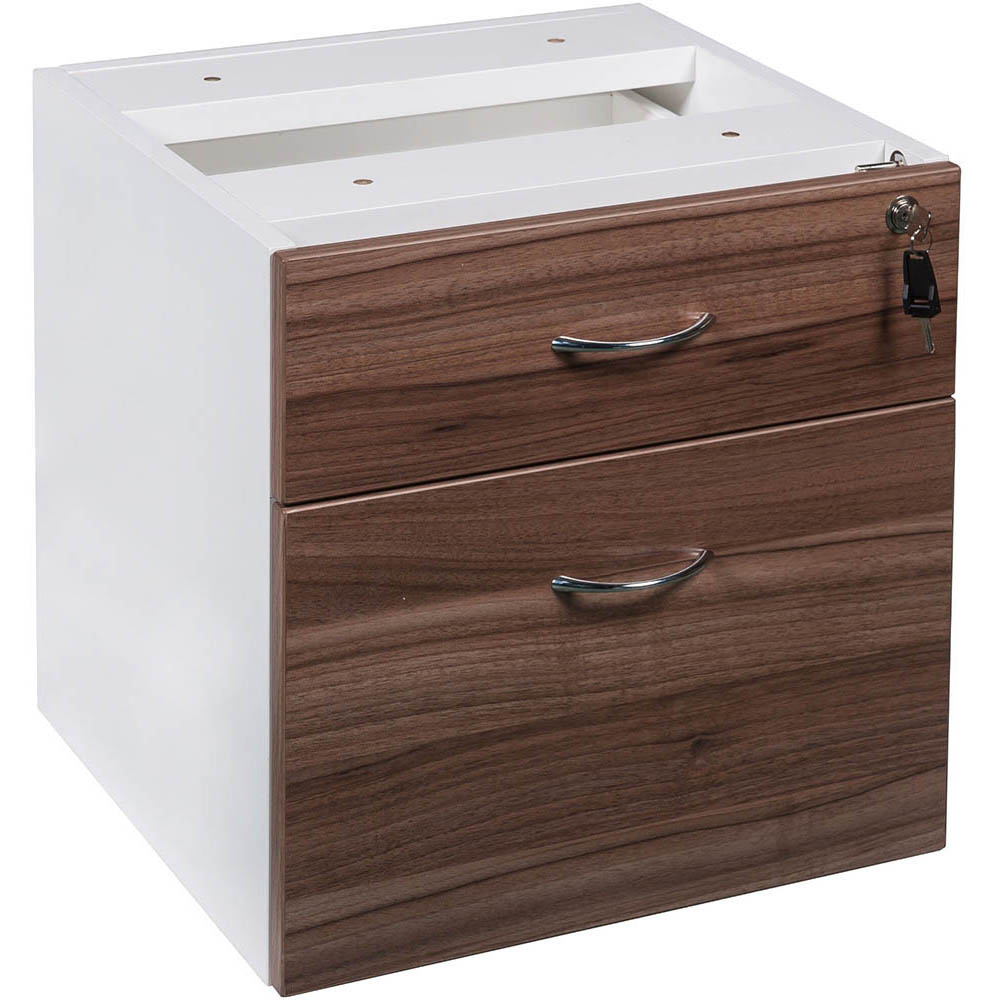 OM PREMIER FIXED DESK PEDESTAL 1 DRAWER + 1 FILE 464 X 400 X 450MM CASNAN/WHITE