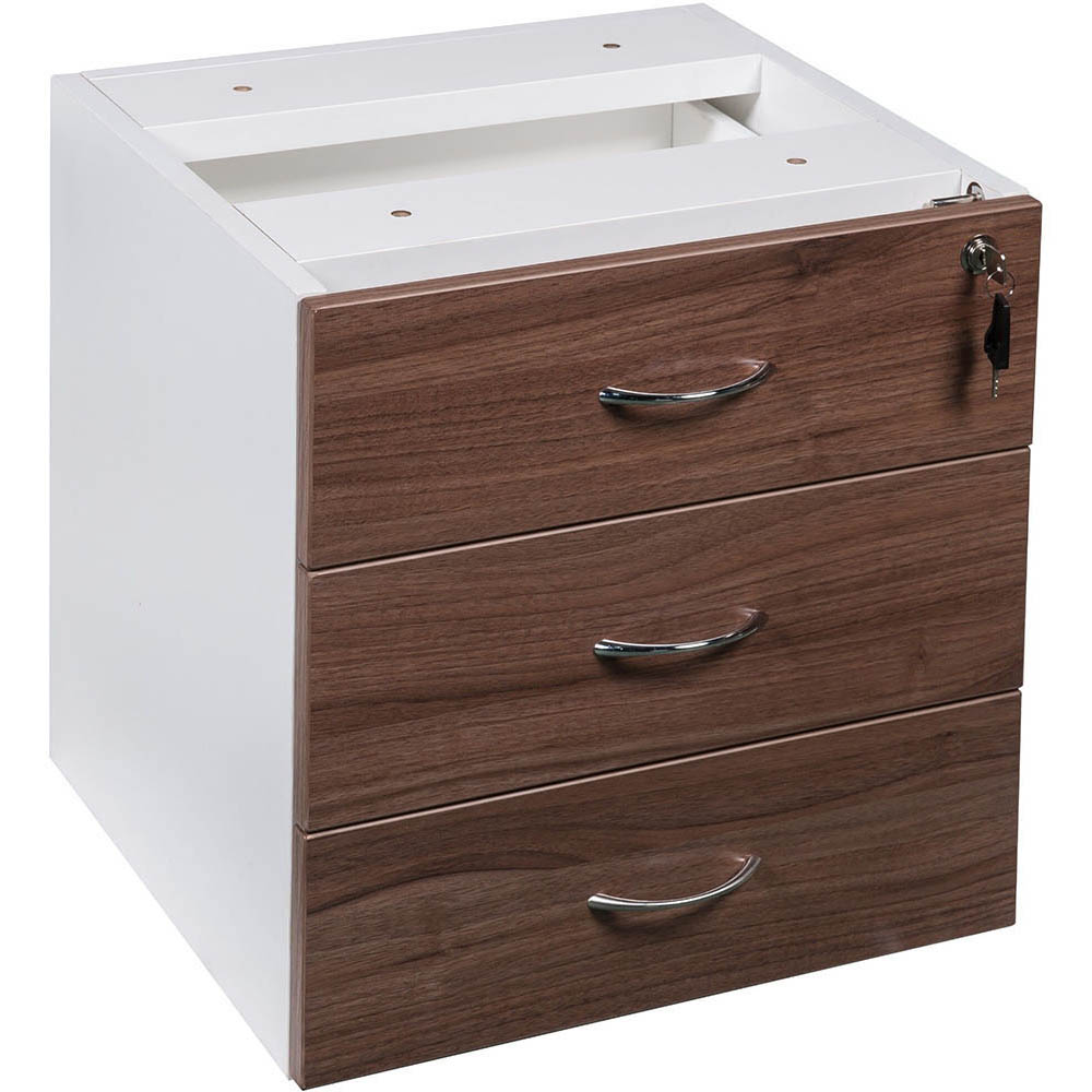 OM PREMIER FIXED DESK PEDESTAL 3 DRAWER 464 X 400 X 450MM CASNAN/WHITE