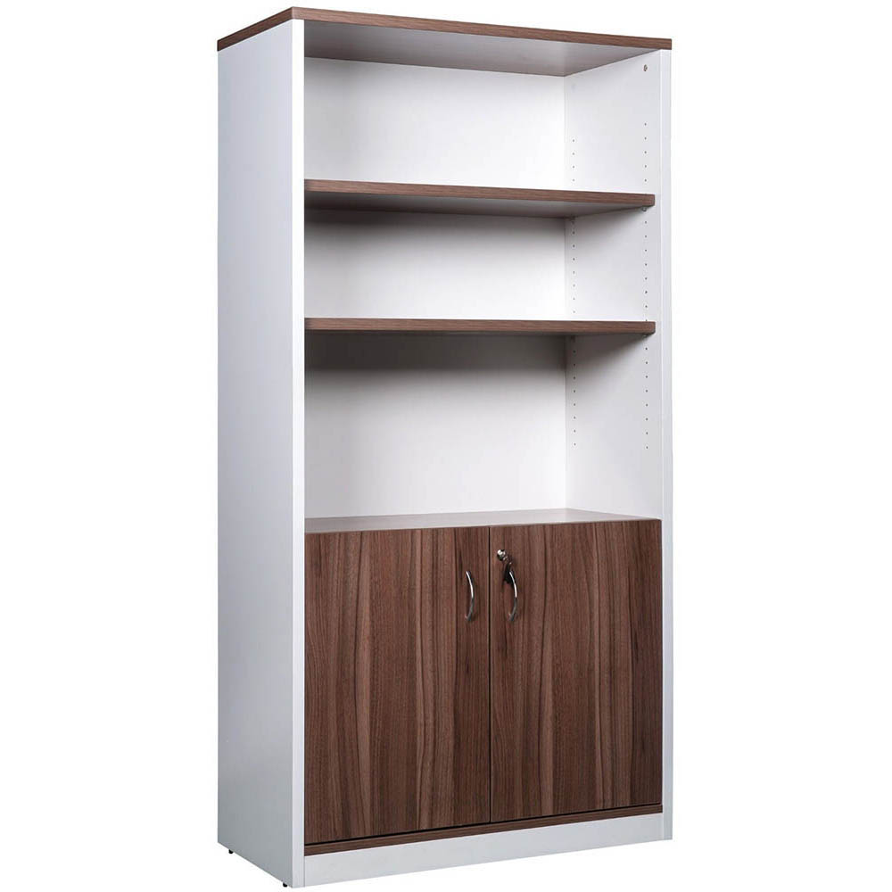 OM PREMIER CABINET HALF DOORS LOCKABLE 900 X 450 X 1800MM CASNAN/WHITE