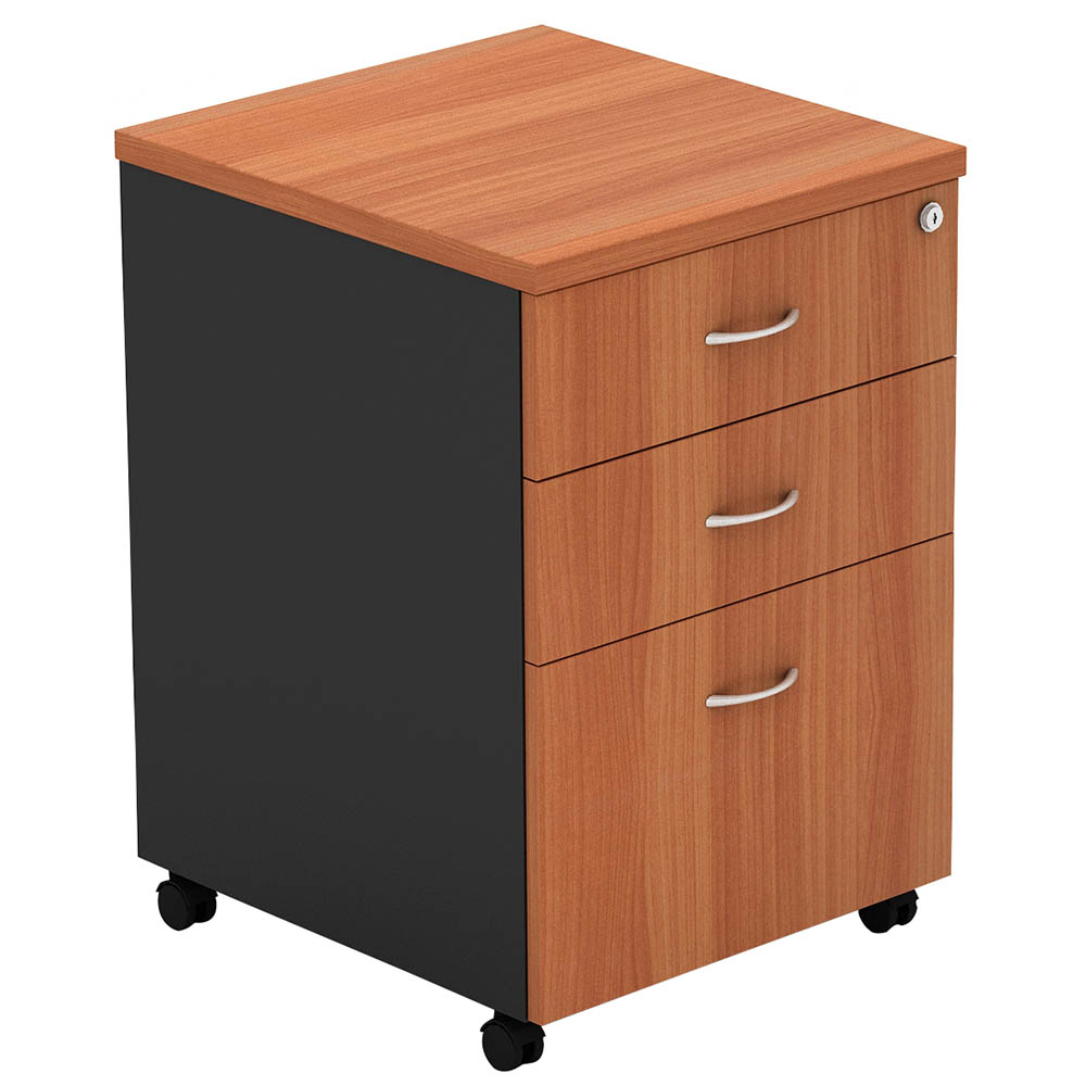 Om Mobile Pedestal 2 Drawers 1 File 468 X 510 X 685mm Cherry/charcoal