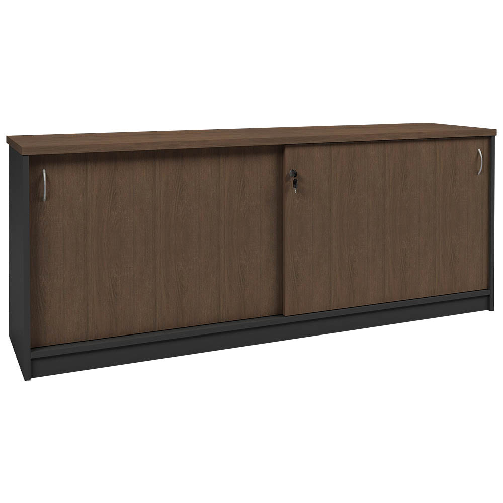 Om Premier Sliding Door Credenza 1500 X 450 X 720mm Regal Walnut/charcoal