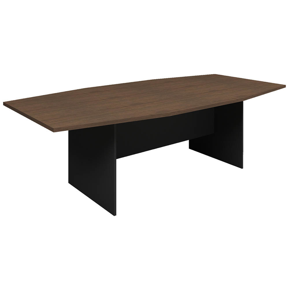 Om Premier Boardroom Table With H Base 2400 X 1200 X 720mm Regal Walnut/charcoal