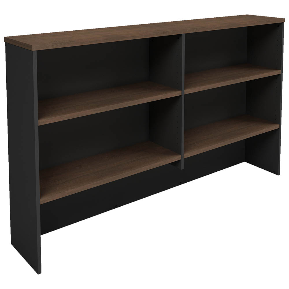 Om Premier Overhead Hutch 1500 X 325 X 1080mm Regal Walnut/charcoal