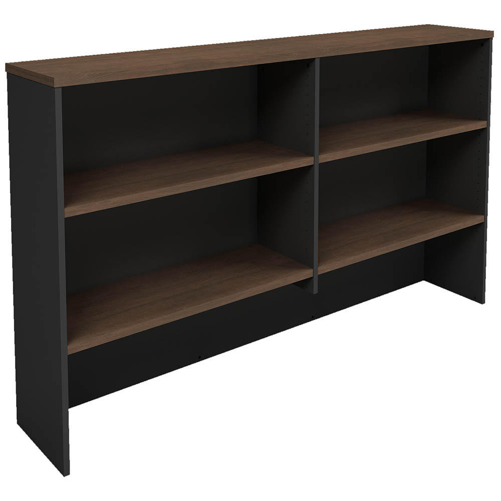 Om Premier Overhead Hutch 1800 X 325 X 1080mm Regal Walnut/charcoal