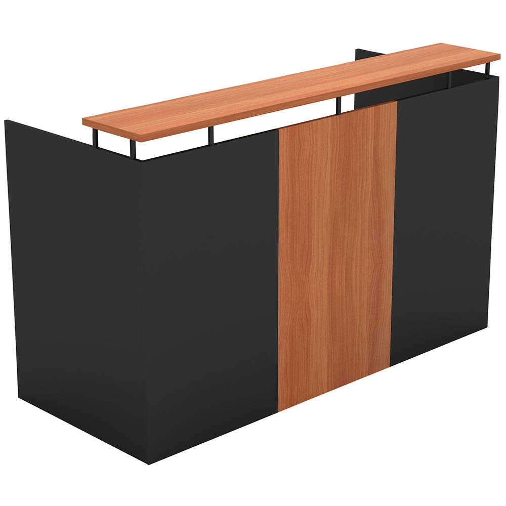 OM RECEPTION COUNTER DESK 1800 X 750 X 1100MM CHERRY/CHARCOAL
