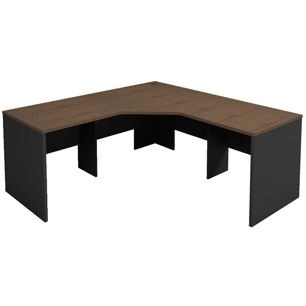 Om Premier Corner Workstation 1800 X 1800 X 700mm Regal Walnut/charcoal