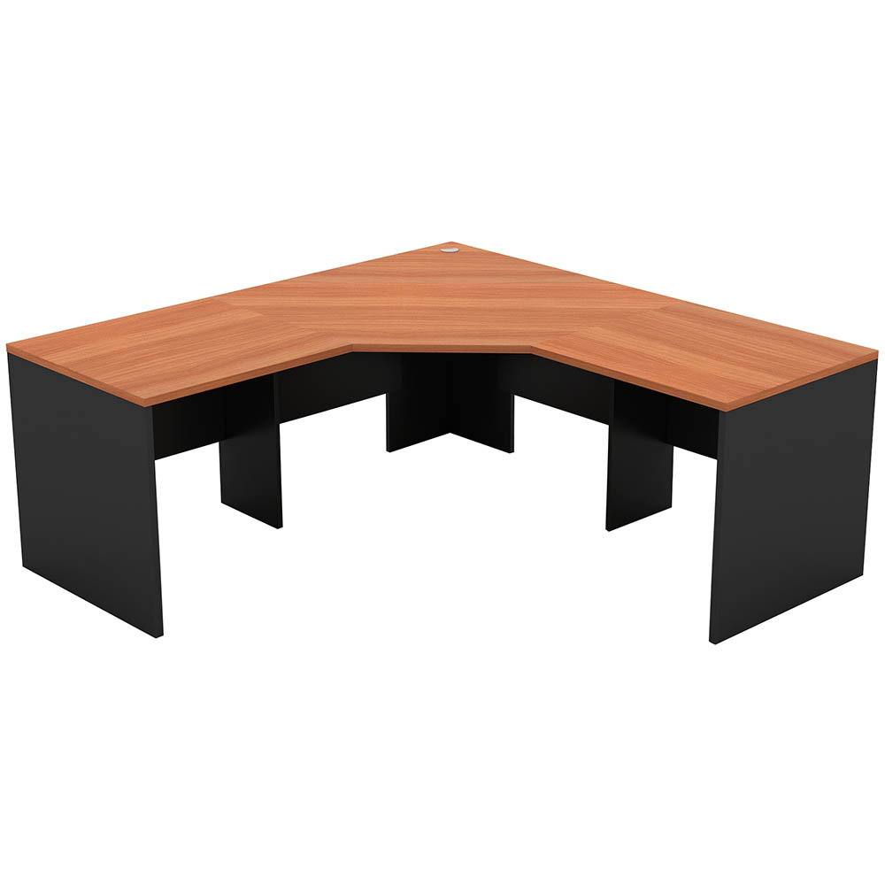 Om Corner Workstation 1500 X 1500 X 600mm Cherry/charcoal