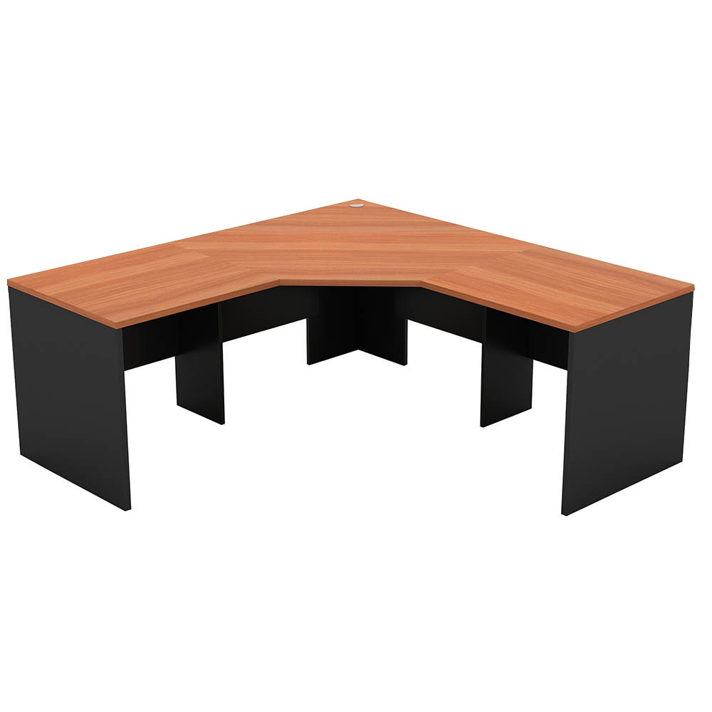 Om Corner Workstation 1800 X 1800 X 700mm Cherry/charcoal