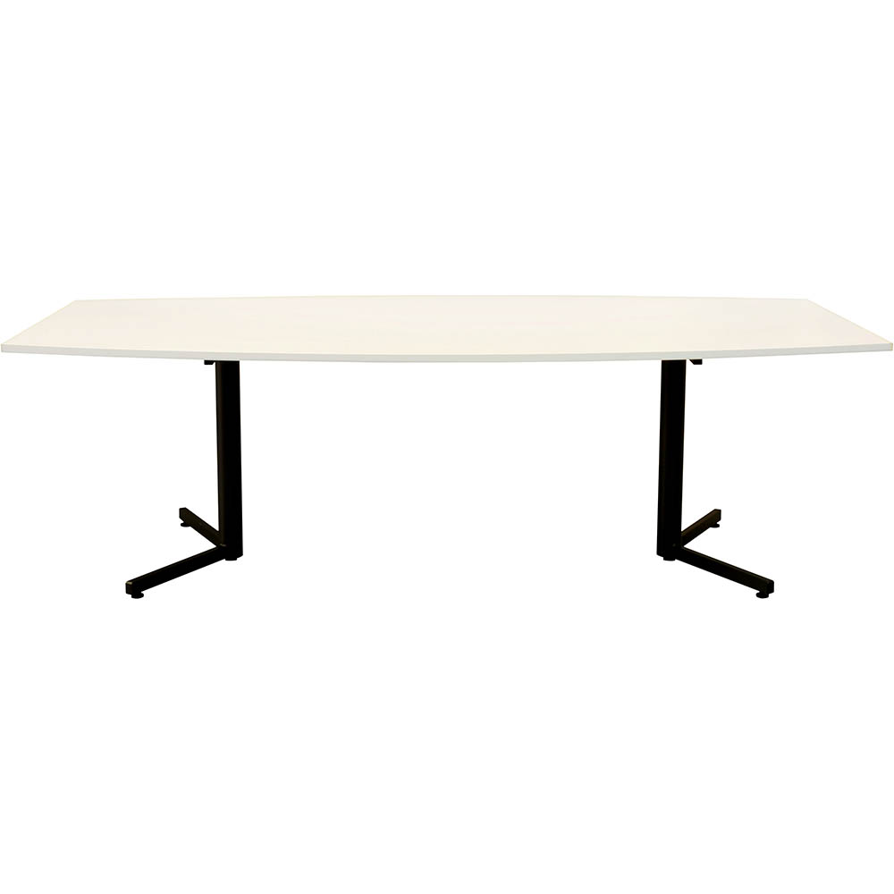 Om Boardroom Table Boat Shaped 2400 X 1200mm White/black