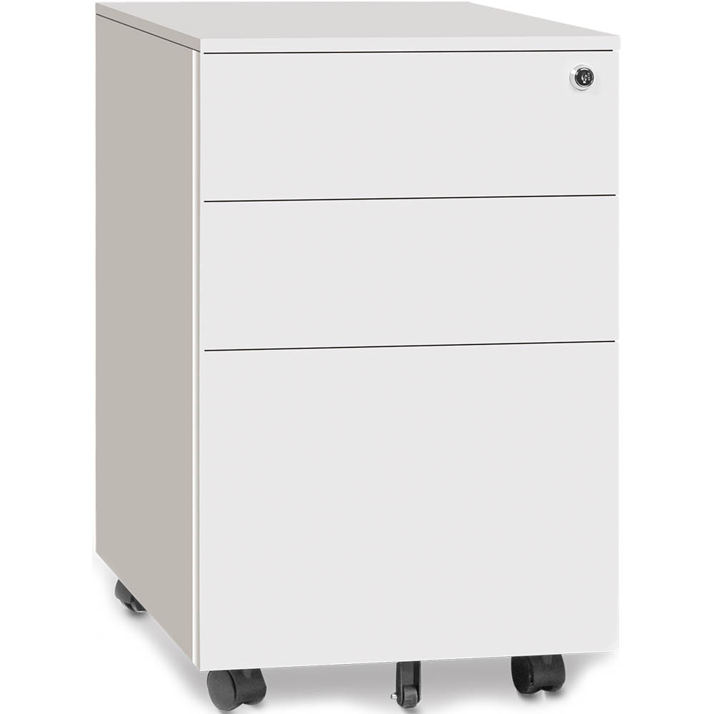 OM METAL MOBILE PEDESTAL 3-DRAWER LOCKABLE 390 X 500 X 600MM WHITE
