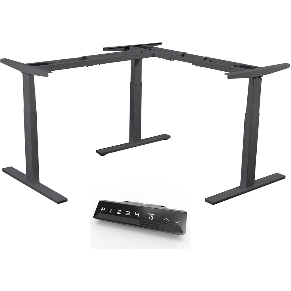 INFINITY ELECTRIC HEIGHT ADJUSTABLE CORNER WORKSTATION DESK 3 MOTOR BLACK FRAME ONLY