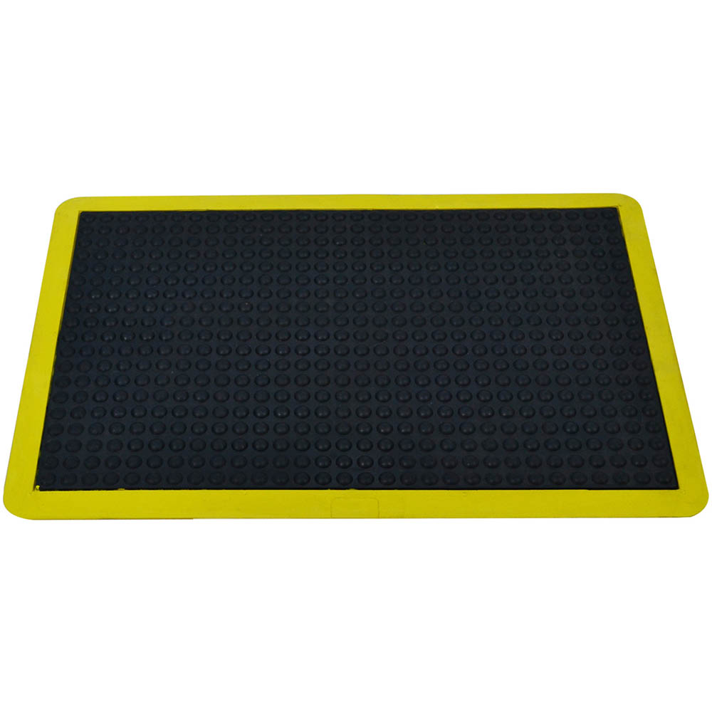 ITALPLAST ANTI-FATIGUE BUBBLE MAT 600 X 900MM BLACK/YELLOW BORDER