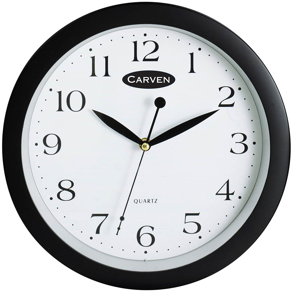 CARVEN WALL CLOCK 300MM BLACK FRAME