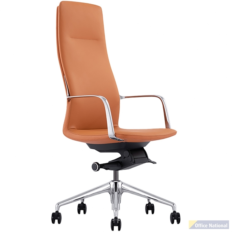 EXECUTIVE PORTFOLIO SEAFORD CHAIR HIGH BACK GENUINE LEATHER 490 X 450 X 1160MM ORANGE