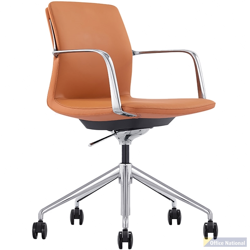 EXECUTIVE PORTFOLIO GRANGE CHAIR MEDIUM BACK GENUINE LEATHER 490 X 450 X 805MM ORANGE