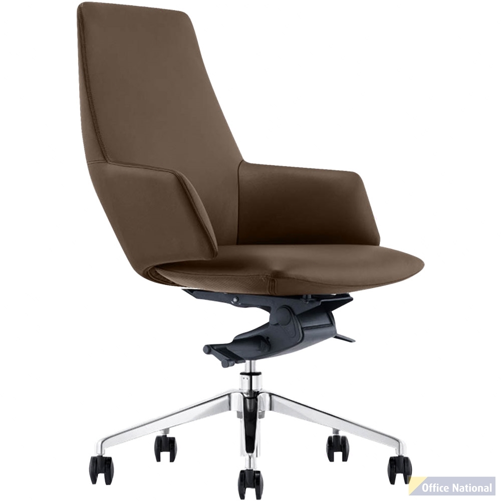 EXECUTIVE PORTFOLIO NEWPORT CHAIR MEDIUM BACK PU LEATHER 295 X 470 X 995MM BROWN