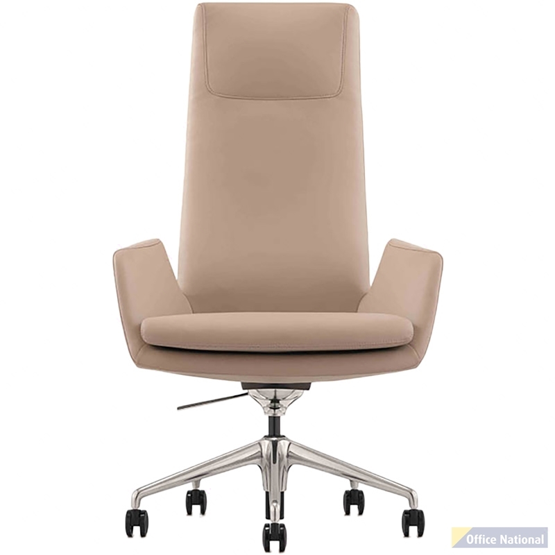 EXECUTIVE PORTFOLIO COTTESLOE CHAIR HIGH BACK GENUINE LEATHER 335 X 480 X 1065MM BEIGE