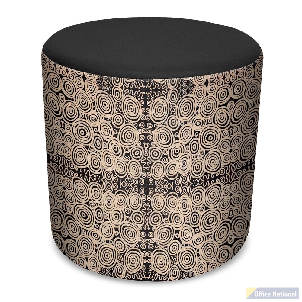 ORANGE DUST SPECTRUM EVA ROUND OTTOMAN BLACK DOTS