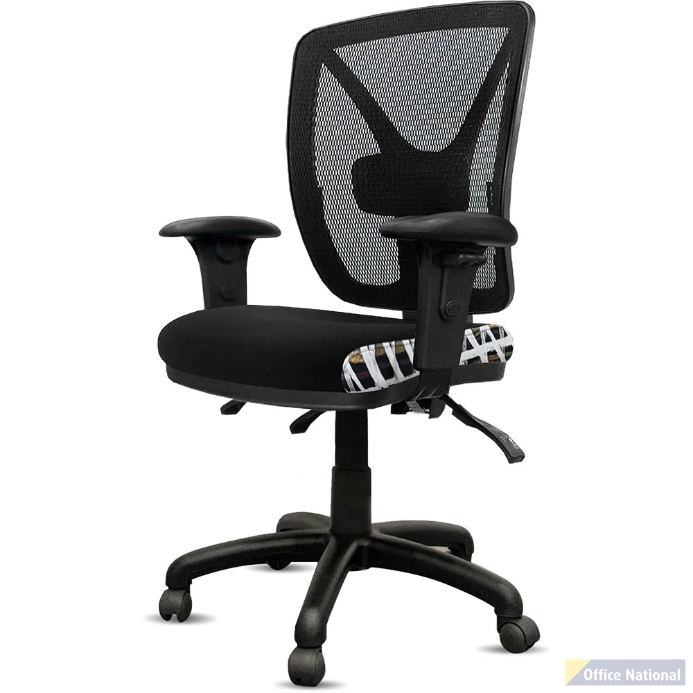 ORANGE DUST KIMBERLEY CHAIR WITH ARMS MESH BACK 510 X 490 X 1040MM COCKATOO BLACK