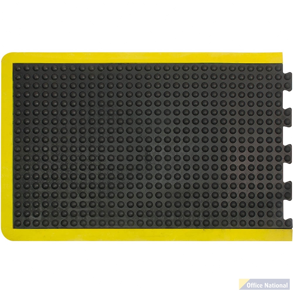MATTEK MODULAR BUBBLE MAT END 600 X 900MM YELLOW/BLACK