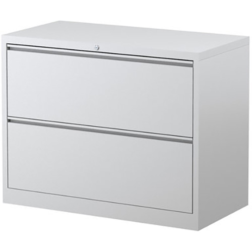 STEELCO LATERAL FILING CABINET 2 DRAWER 710 X 915 X 463MM WHITE SATIN