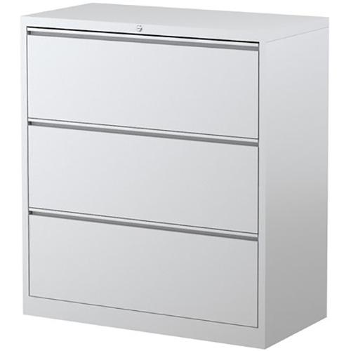STEELCO LATERAL FILING CABINET 3 DRAWER 1015 X 915 X 463MM WHITE SATIN