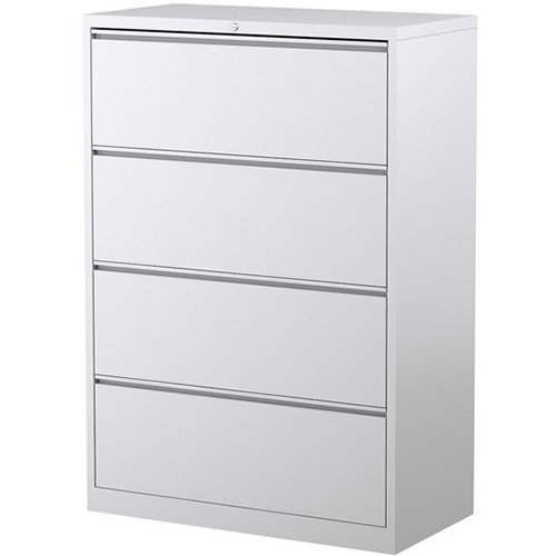 STEELCO LATERAL FILING CABINET 4 DRAWER 1320 X 915 X 463MM WHITE SATIN