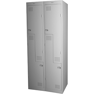 STEELCO PERSONNEL LOCKER 2 Z DOOR BANK OF 2 380MM SILVER GREY