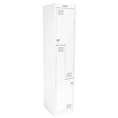 STEELCO PERSONNEL LOCKER 2 Z DOOR 380MM WHITE SATIN