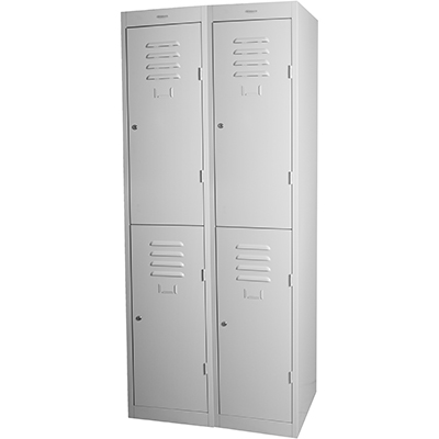 STEELCO PERSONNEL LOCKER 2 DOOR BANK OF 2 380MM SILVER GREY