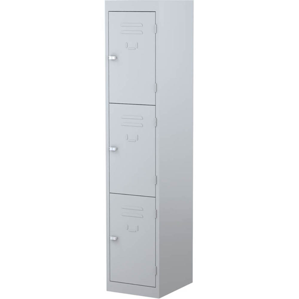STEELCO PERSONNEL LOCKER 3 DOOR 380MM SILVER GREY