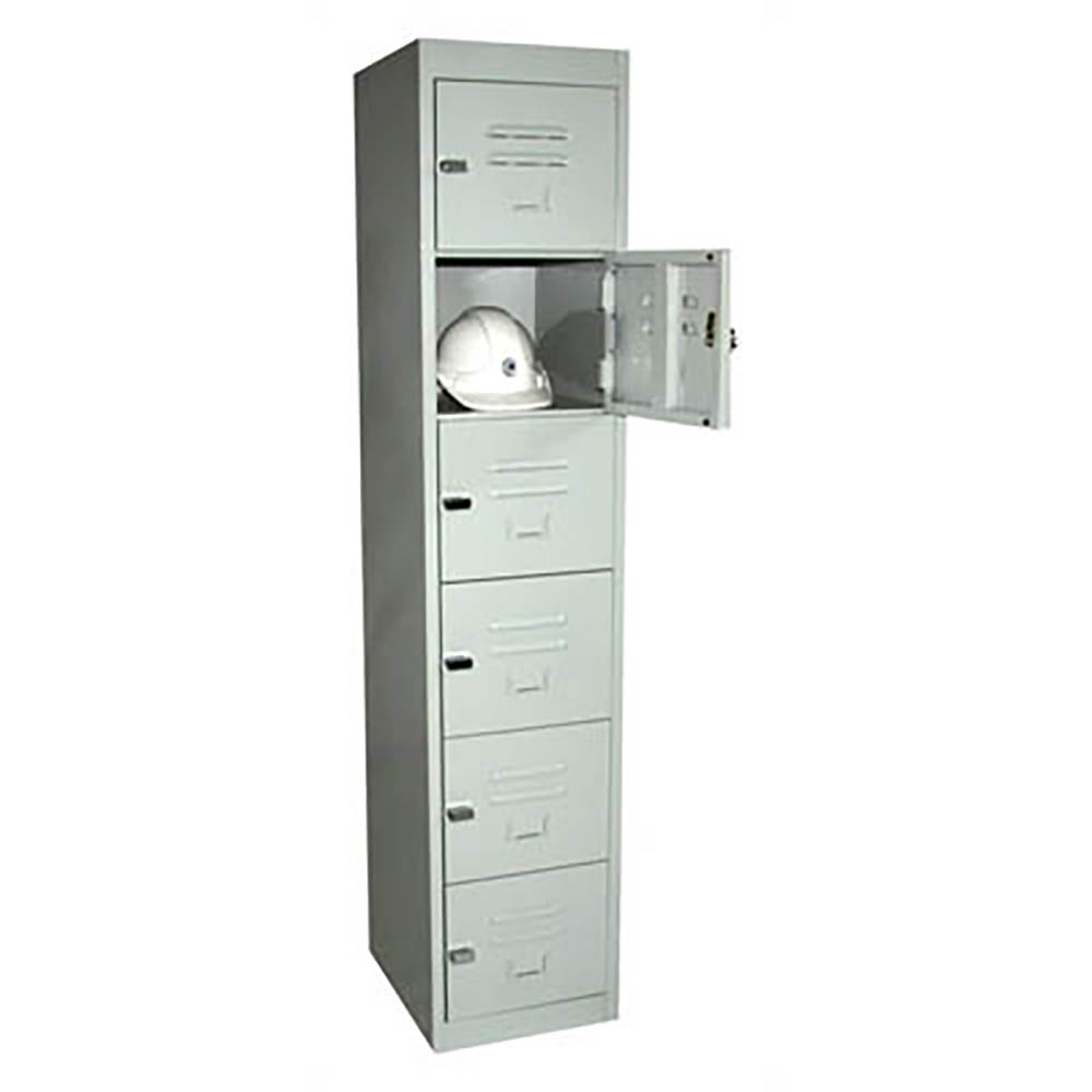 STEELCO PERSONNEL LOCKER 6 DOOR 305MM SILVER GREY