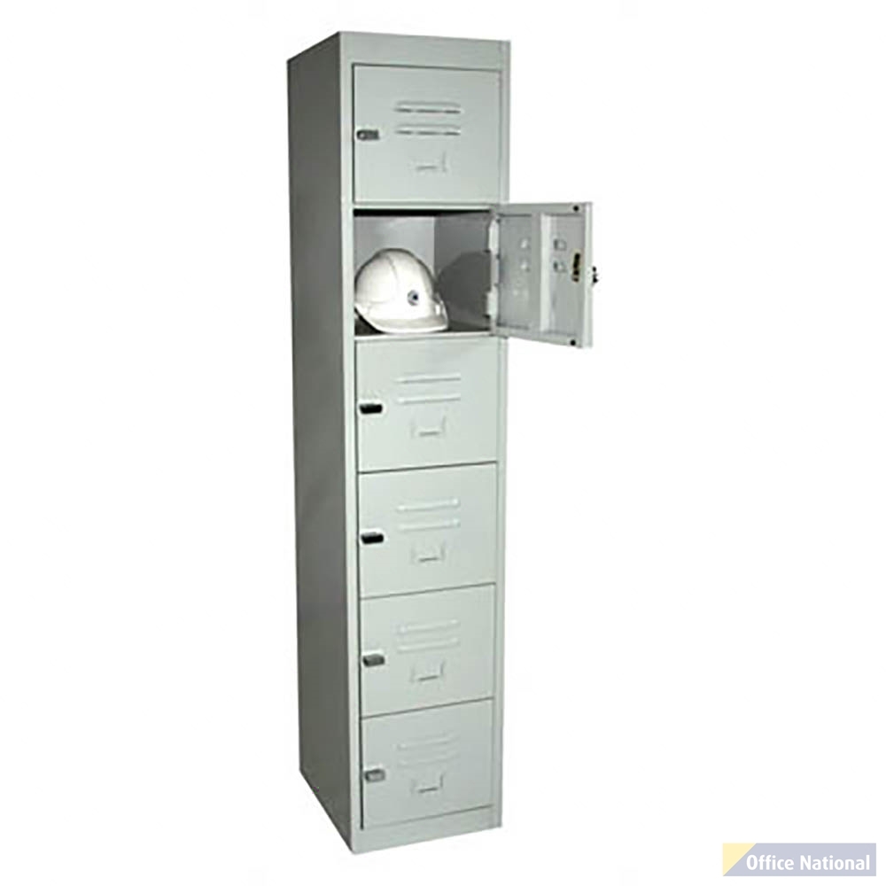 STEELCO PERSONNEL LOCKER 6 DOOR 380MM SILVER GREY