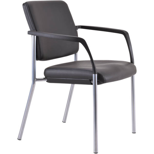 Buro Lindis Visitor Chair 4-leg Base Upholstered Back Arms Jett Fabric Black